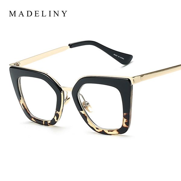

wholesale- madeliny eyeglass frame women cat eye glasses brand designer half alloy frame eyewear classic clear lens uv400 ma179, Silver