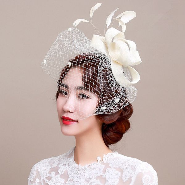 

fascinator bridal headpiece wedding veils with feather wedding hair accessories headpieces for wedding party headdress party decor1910, Silver