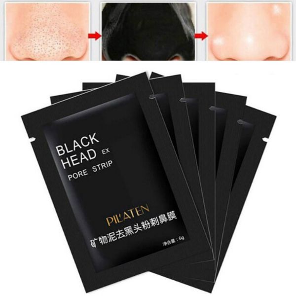 

50pcs/lot pilaten facial black mask face care nose blackhead remover minerals pore cleanser mask black head strip maquiagem