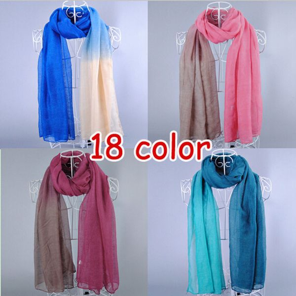 

wholesale-new design women's printe ombre shade plain fashion shawls long cotton voile hijab head muslim scarves/scarf 10pcs/lot, Blue;gray