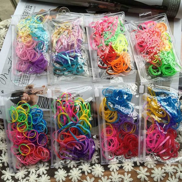 

wholesale- rainbow colors mini baby girls strong basic elastic hair bands small kids rubber bands hair accessories good hair loops, Slivery;white