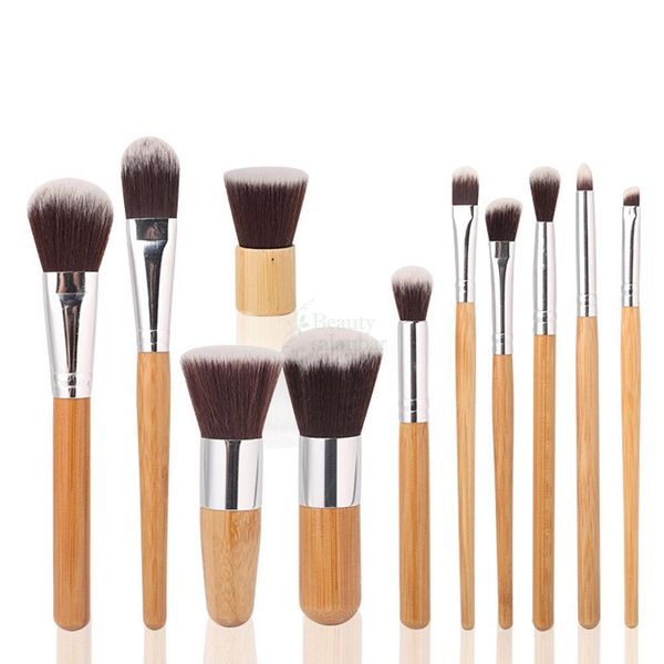 

11pcs bamboo handle synthetic hair pince maquiagem makeup cosmetic brush set #r490