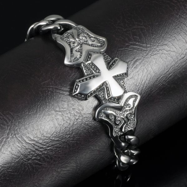 

lsl ювелирные изделия античный крест дизайн человек браслеты новая мода 316l из нержавеющей стали мужчины ювелирные изделия тяжелый металл к, White