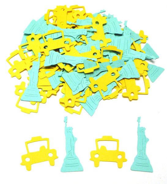 

wholesale- taxi cab and seafoam green statue of liberty themed party assorted pieces new york party table decor scrapbook confettis