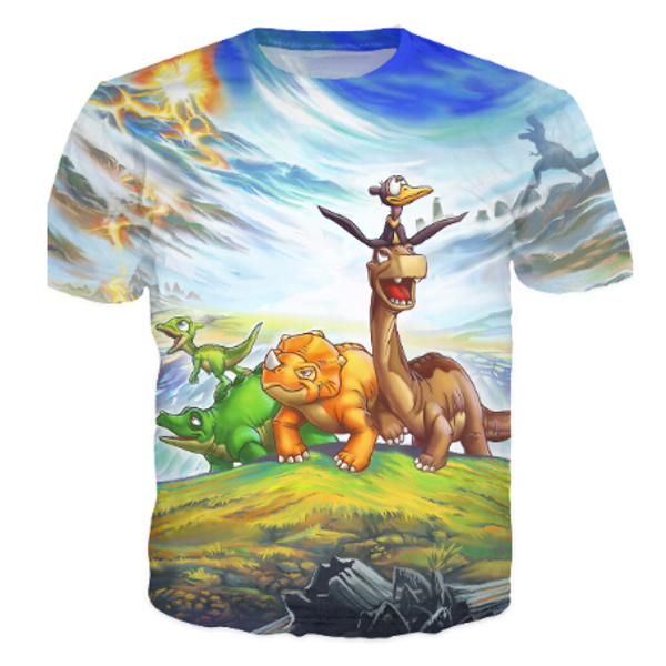 

новейшая мода мужская / женская футболка the land before time gang summer style смешная унисекс 3d печати повседневная футболка aa293, White;black
