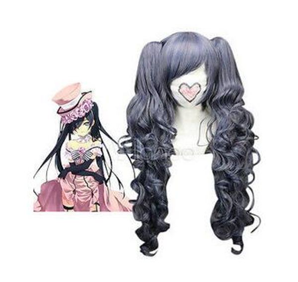 

new fashion picture wig >>purplish gray 70cm ash-ciel phantomhive nylon cosplay wig, Black
