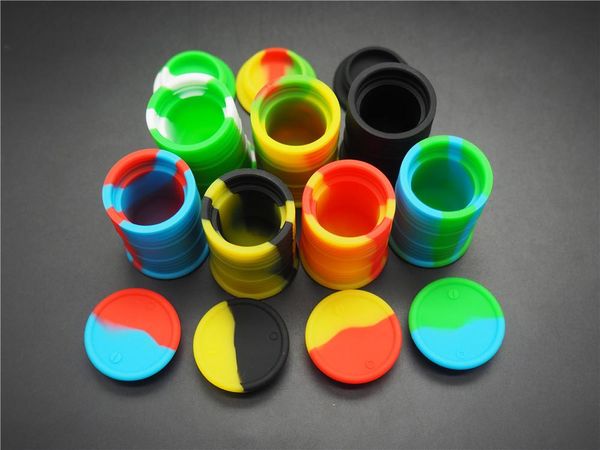 100 pz / lotto Barile di Petrolio Approvato a Forma di Tamburo Contenitore in Silicone Contenitori in Silicone Bho per Cera Bhos Butano Vaporizzatore Silicon Jars323J