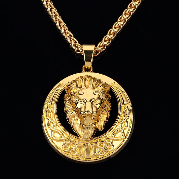 

alloy moon disc lion head pendants & necklaces animal king gold silver color cool fashion jewelry men women gift