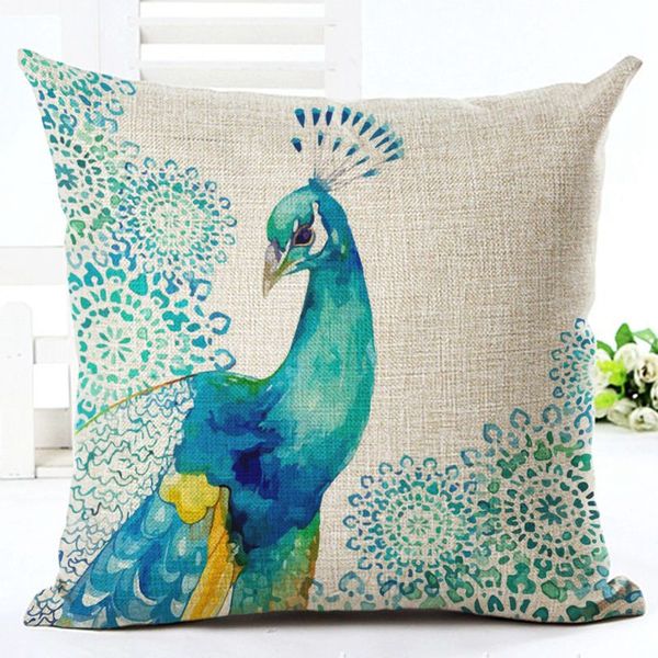 Feder Pfau Kissenbezug 45 cm Capa de Almofada dekorative Sofa Chaiselongue Wurfkissenbezug Vintage Cojines Decorativa