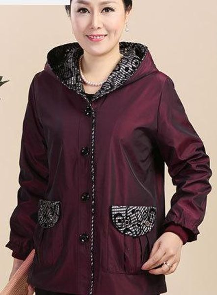 

wholesale- jacket new coat solid color shirt spring and autumn plaid outwear middle-aged mother hooded casual jacket a8098, Black;brown