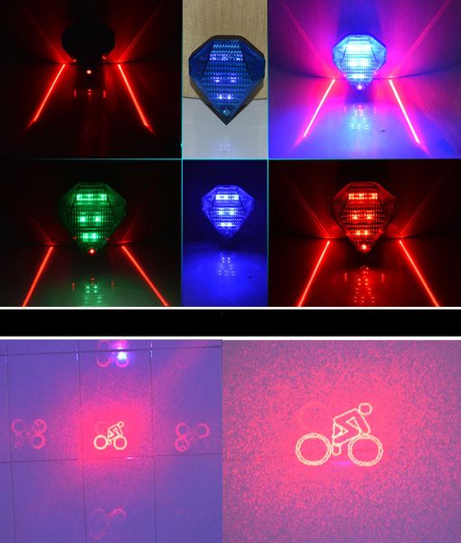

bicycle laser taillight 3 laser 6 led bike light bicycle rear lamp warning lamp flash alarm light with charger lithium battery