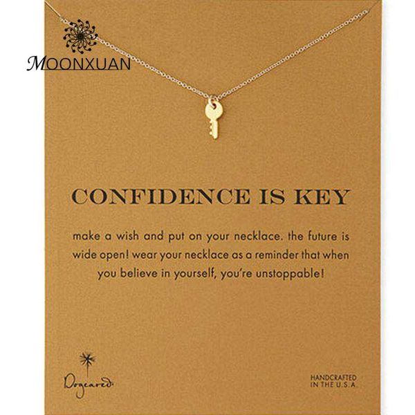 

chains pendant necklaces vintage dogeared simple lucky key gold alloy clavicle 2015 new fashion jewelry for women wholesale y51, Silver
