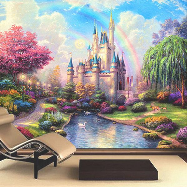 

wholesale-custom 3d mural bedding room tv sofa wall backdrop fantasy castle entrance children's room kids wall mural decor p wallpaper