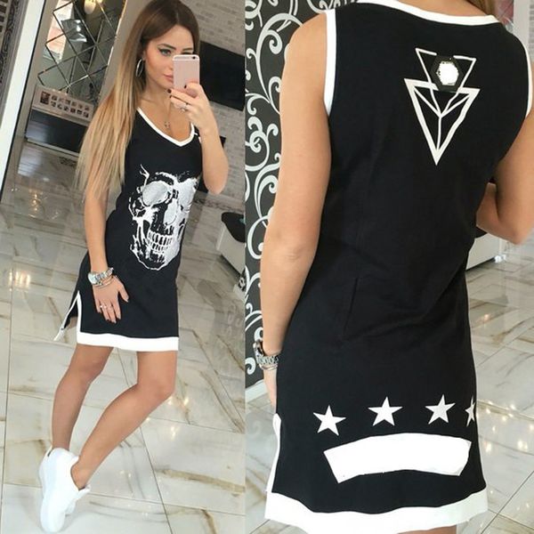 

plus size femininas summer clothing party dress women casual fashion sleeveless printed vest dress vintage dresses rated 0.0 /5 based o, Black;gray