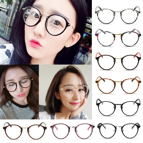 

wholesale- 2016 harajuku girls round frame plain mirror eyeglasses fashion student clear eye glasses frame women optical eyewear y1, Silver