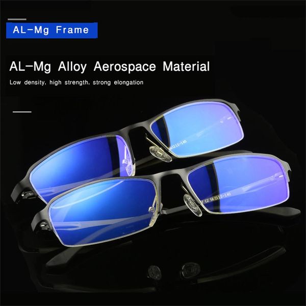 

wholesale- anti blue light ray glasses computer transparent glasses frame for men square semi-rim and al-mg alloy in spectacles frame ll297, Silver