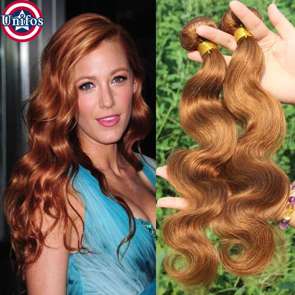 Medium Auburn Hair Weave 4 Bundles Brazilian Body Wave Virgin Hair