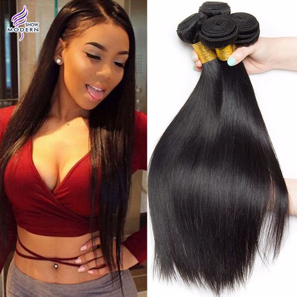 Indian Human Hair Bundles Indian Straight Hair Weave 4 Bundles Indian Virgin Hair Weave Bundles Extensions Natural Color 1b Can Be Dyed Human Hair