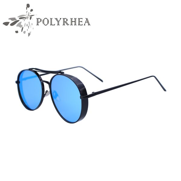 

2021 luxury sunglasses men stainless steel frame double line superstar mirror novel metal thick sun glasses with box, White;black