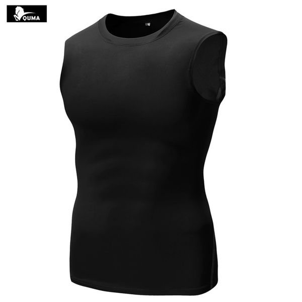 

new 2017 summer men pro wear fitness tights elastic sleeveless quick-drying compression vest b5002 crossfit fit base layer, White;black