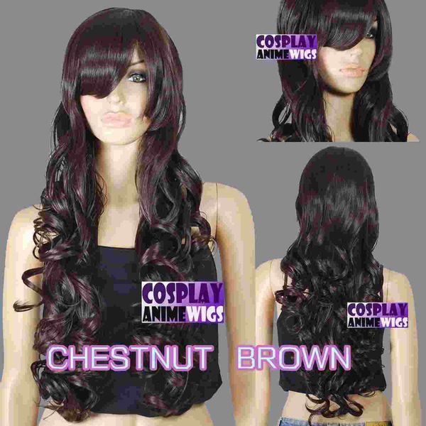 

80cm chestnut brown heat styleable curly long cosplay wigs 967_04a, Golden;white