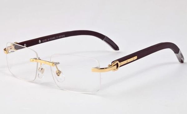 

with 2019 clear de frame glasses gold wood bamboo men vintage buffalo soleil brand sunglasses rimless box lunettes new women, White;black