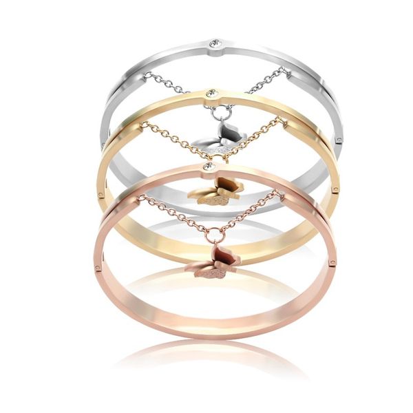 

jewelry wholesale hollow chain hanging butterfly bracelet 18k rose gold bracelet and foreign trade, Black