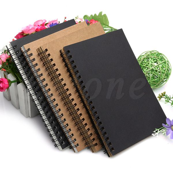 

wholesale- reeves spiral bound coil notebook sketch book blank kraft sketching paper, Purple;pink