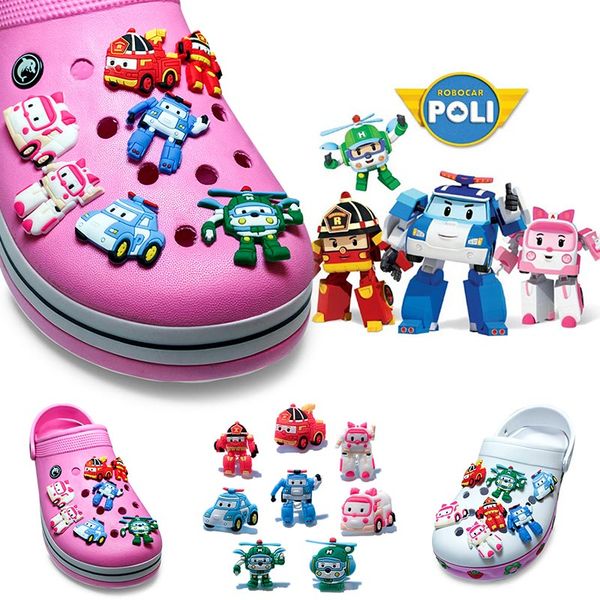 

8Pcs/lot Robocar Poli PVC Cartoon Shoe Charms Ornaments Buckles Fit for Shoes & Bracelets ,Charm Decoration,Shoe Accessories Party Gift