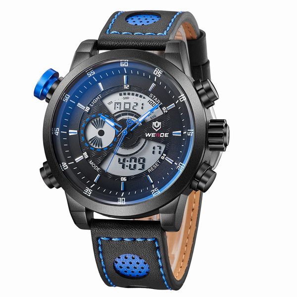 

2017 Fashion Causal Brand WEIDE Quartz Digital Watch Men Black Blue Watches Alarm Relogio Leather Band Military Wristwatches Reloj Masculino