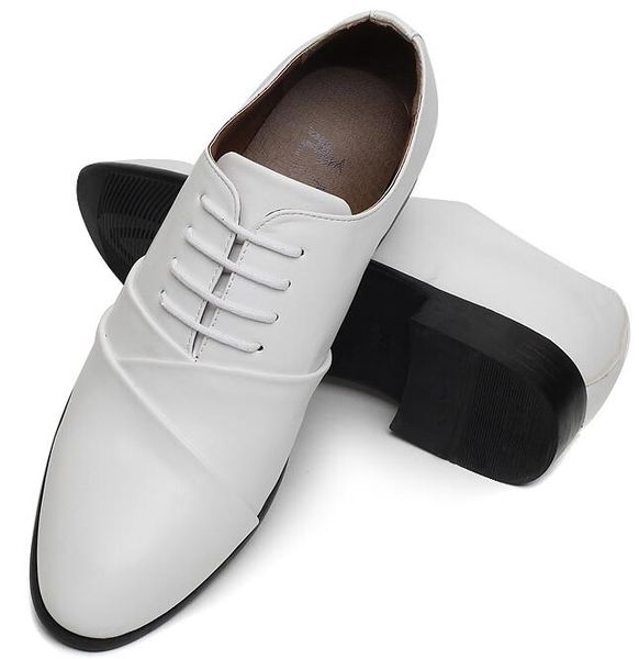 

new men's wedding dress shoes male patent leather formal shoes fashion pointed toe men shoe leather, Black