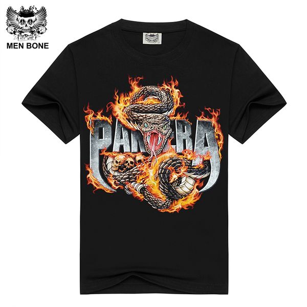 

wholesale- [men bone] men's short sleeve black t-shirt pantera print cotton t shirts for men summer brand clothing power heavy metal, White;black