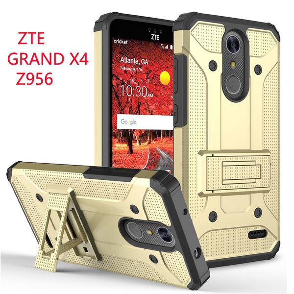 

For zte grand x4 z956 pjwirele 1 armor hybrid kick tand combo ca e 2 in 1 cover with opp package