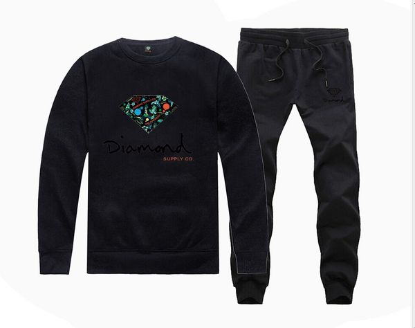 

h885045 sale diamond supply sweatshirts +pants suit for men and women fleece lined hip hop skateboard crewneck hoodies s-4xl, Black