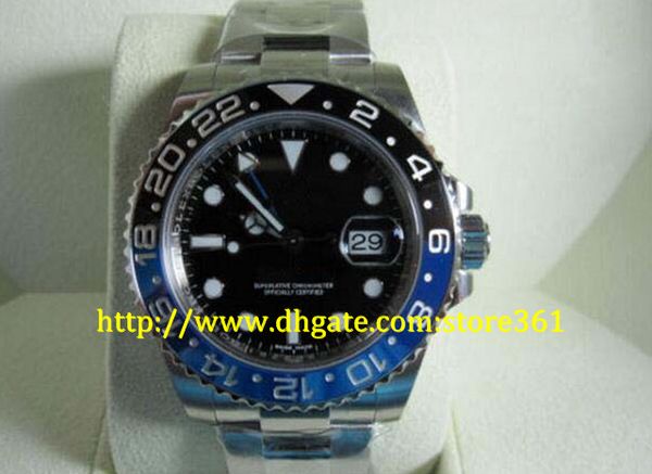 

store361 new arrive watches automatic mens watches mens stainless steel gmt ii black blue ceramic 116710 blnr, Slivery;brown