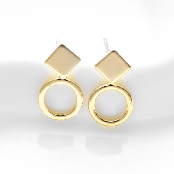 

2017 summer style women's delicate basic stud earrings copper plated 14 k gold jewelry earrings geometric stitching stud earrings