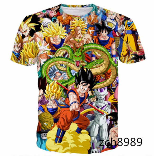

новейшая мода мужская / женская dragon ball супер персонажи герои гоку летний стиль смешно унисекс 3d печати повседневная футболка s - - - 5, White;black