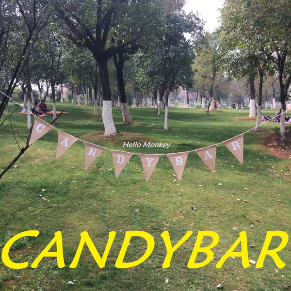 

wholesale-new arrival baby shower sweet baby candy bar hessian bunting banner pennant rustic wedding decor 8 flags