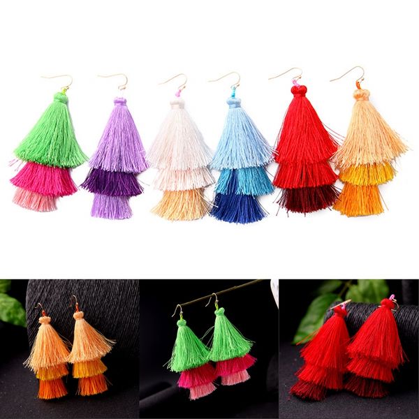 

6 styles tassels dangle drop earrings ethnic handcrafted bohemian stud earrings eardrop vintage gothic jewellery for women and girls b375s, Silver
