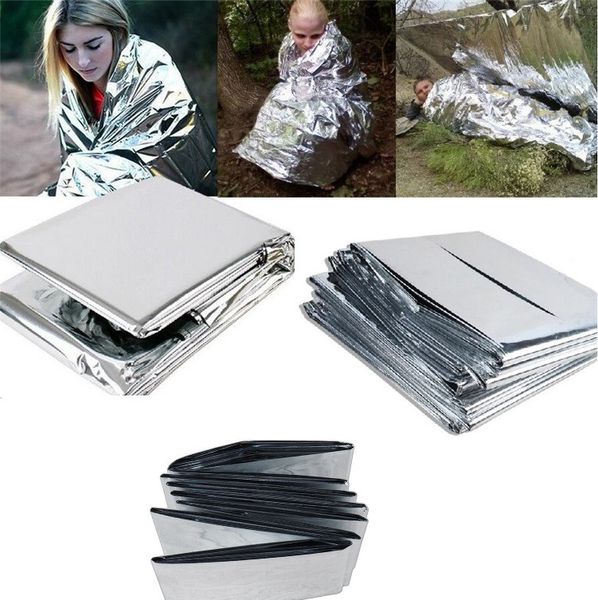 

silvery outdoor pads waterproof emergency survival foil thermal first aid rescue blanket 83 x 52 inch / 210 x 130 cm sleeping pads bags i036