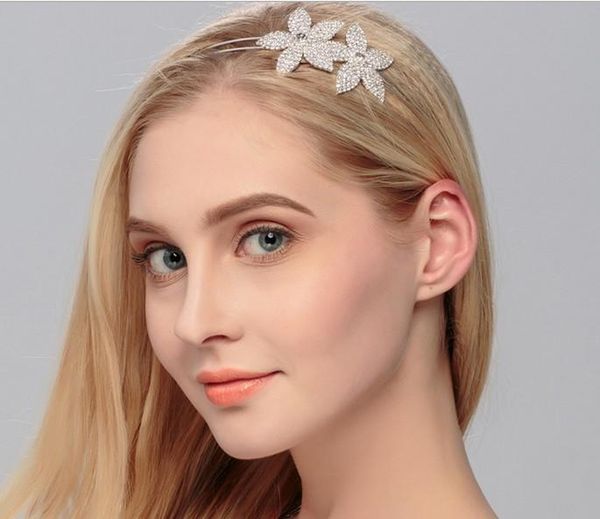 

womens wedding bridal crystal rhinestones pearls decor hair band headband tiara headdress bridal hair accessories bridal head pieces, Slivery;golden