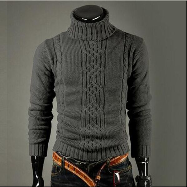 

2016 new jumpers men pullover sweater high collar lapel long sleeves slim fit winter warm pullover, White;black