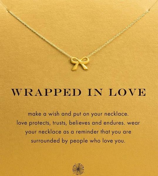 

с картой! симпатичные dogeared ожерелье с бантом (завернутый в любви), благородный и нежный, не исчезают, бесплатная доставка и высокое каче, Silver