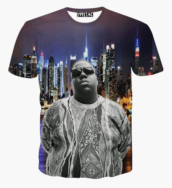 

new fashion 2017 men/women's summer tee shirts 3d print character biggie smalls short sleeve t shirt cool man tshirt, White;black