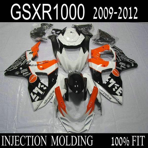 Инъекции прессформы ABS пластик обтекателя комплект для Suzuki GSXR1000 09 10 11 12 белый оранжевый черный мотоцикл обтекатели комплект gsxr 1000 2009-2012 IT40