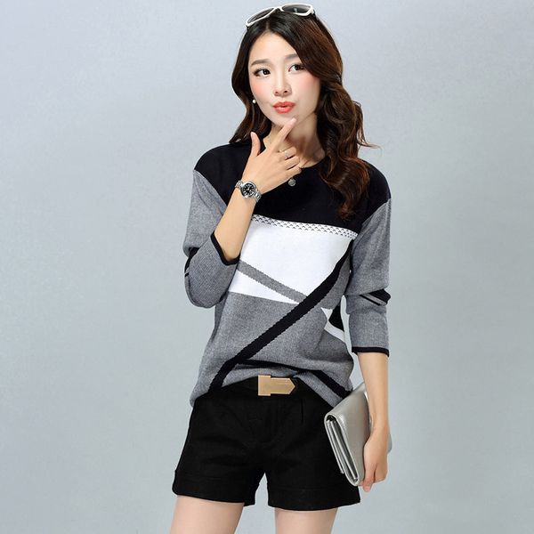 

wholesale-women's casual long-sleeved o-neck cashmere pullover spring /autumn /winter women sweater bottoming shirt, White;black