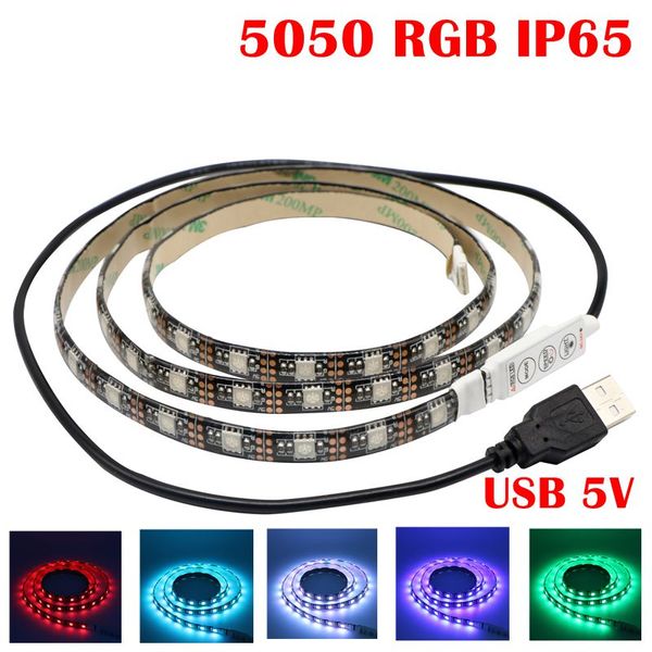 Umlight1688 1M USB LED Light Strip 5V 5050 SMD Preto PCB IP65 Waterproof fundo RGB TV flexível faixa de iluminação