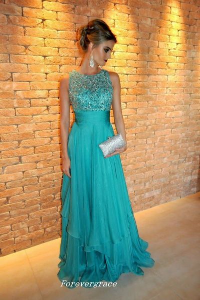 

mint green long chiffon prom dress a line applique beaded women wear special occasion party dress custom made plus size, Black