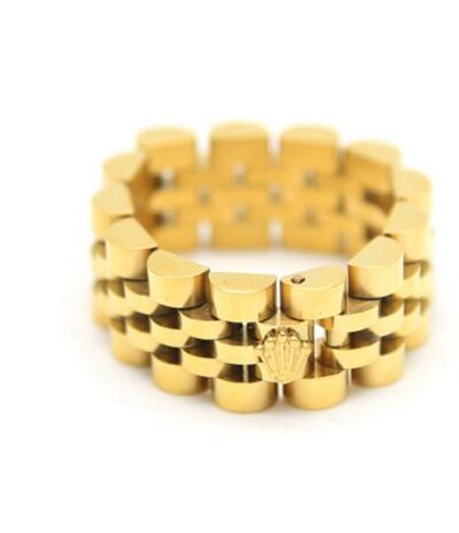 

Золотая корона кольцо из нержавеющей Steel18K позолоченные ссылка Кольцо хип-хоп муж