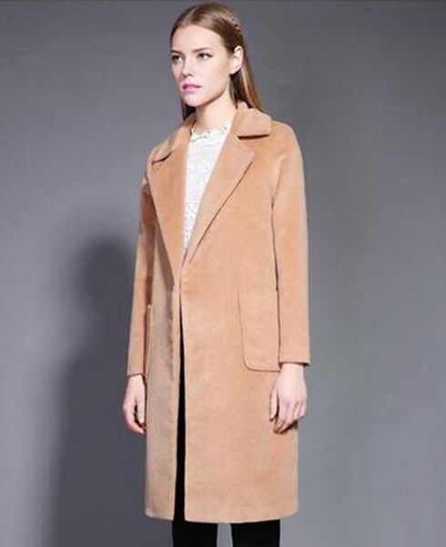 

ms. han edition long winter european and american fashion style fine lapel high-grade cloth trench coat 670 / s-2xl, Black